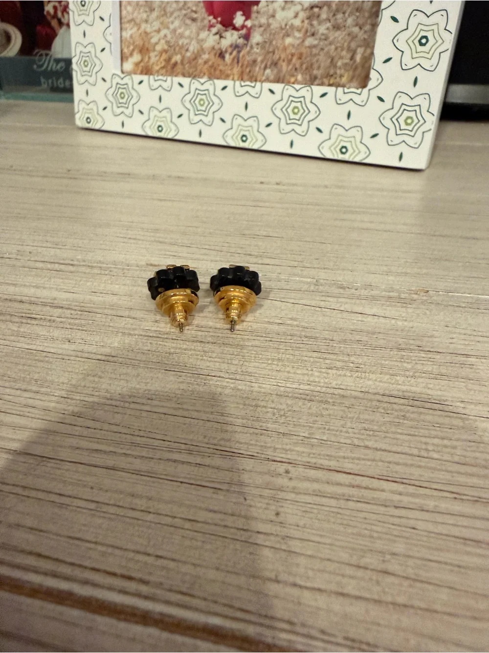 Tory Burch Black and Gold Logo Cluster Stud Earrings